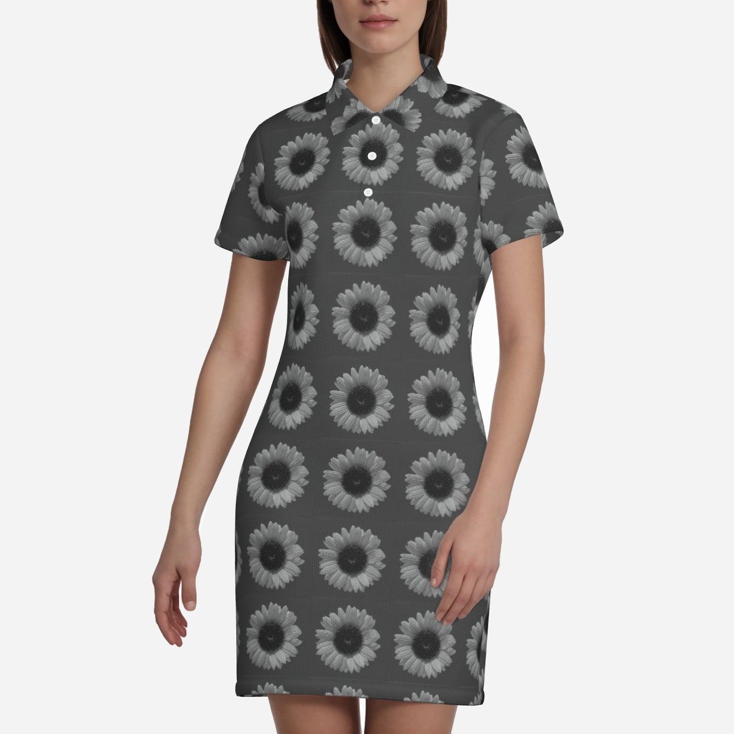 All-Over Print Women's Polo Dress-Bird's Eye 160 GSM