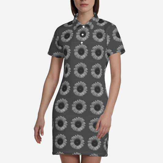 All-Over Print Women's Polo Dress-Bird's Eye 160 GSM
