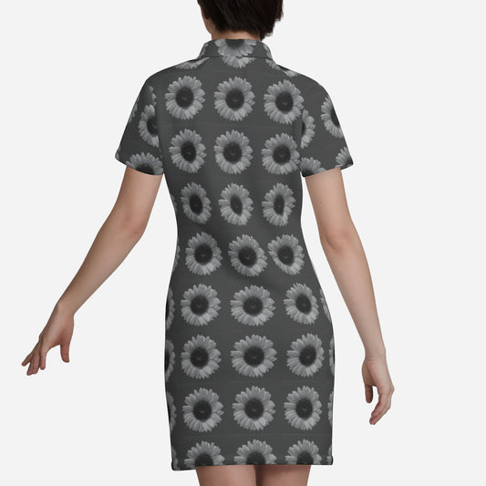 All-Over Print Women's Polo Dress-Bird's Eye 160 GSM