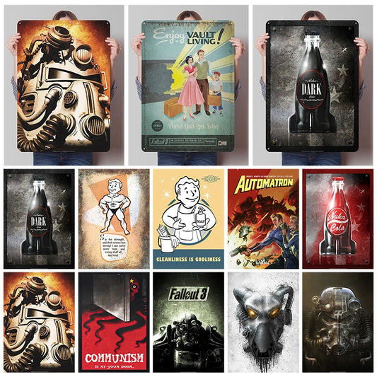Fallouts Metal Signs Game Poster Bedroom Decoration Room Custom Vintage Metal Plates for Gamer Room Decoration Interior Man Cave