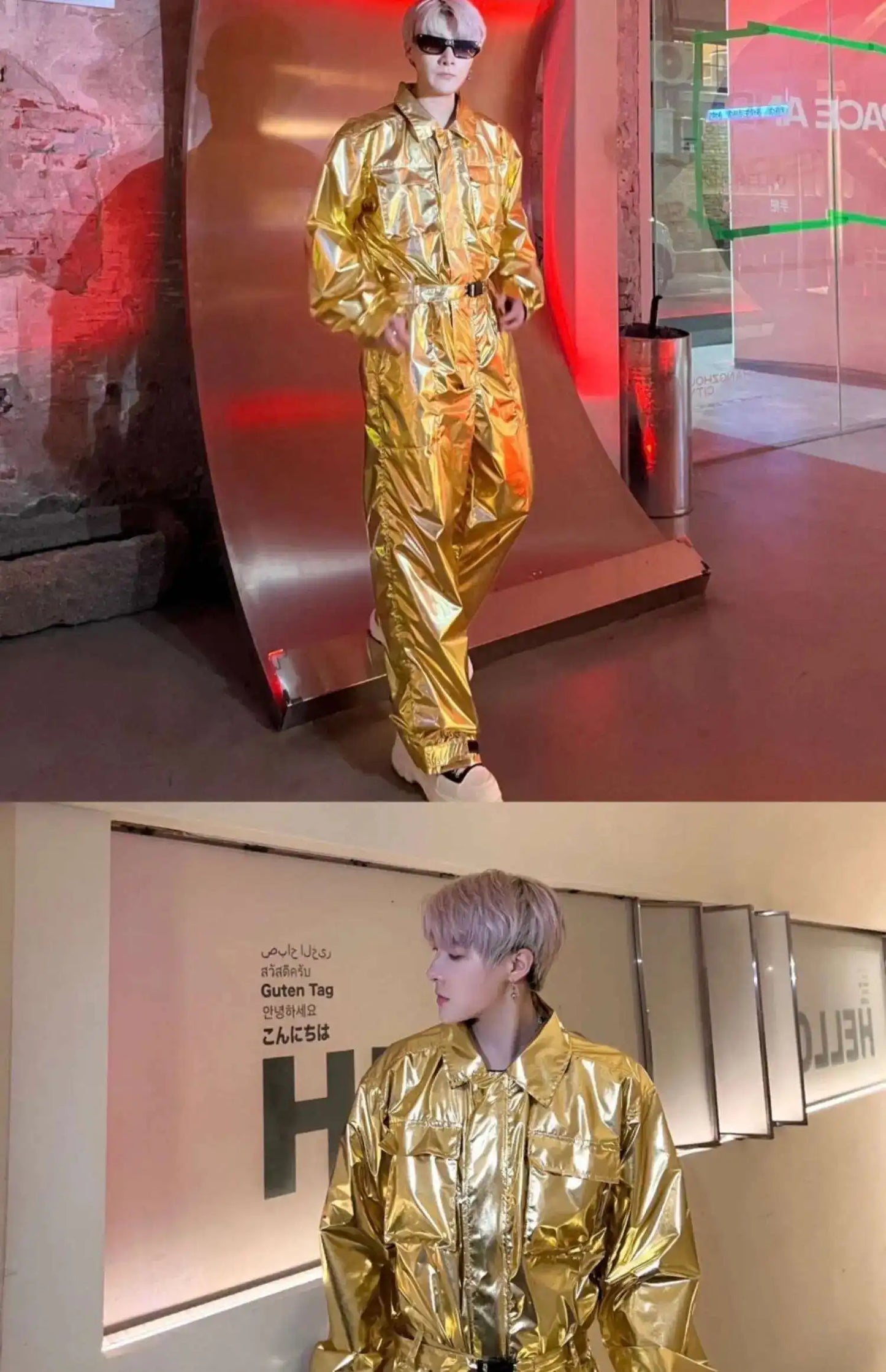 IEFB Performance Men's Overalls Turn-down Collar Long Sleeve Jumpsuit Tech Wear 2025 Spring Summer Handsome Stylish 9C7266