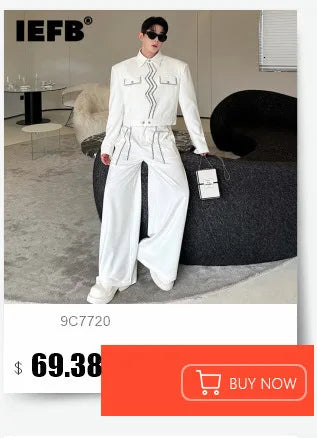 IEFB Performance Men's Overalls Turn-down Collar Long Sleeve Jumpsuit Tech Wear 2025 Spring Summer Handsome Stylish 9C7266