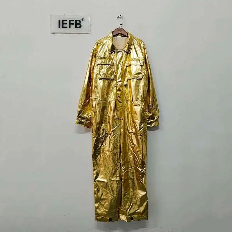 IEFB Performance Men's Overalls Turn-down Collar Long Sleeve Jumpsuit Tech Wear 2025 Spring Summer Handsome Stylish 9C7266